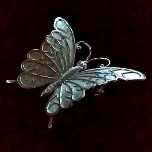 c.1940s Sterling Silver Butterfly Brooch Pin Beau